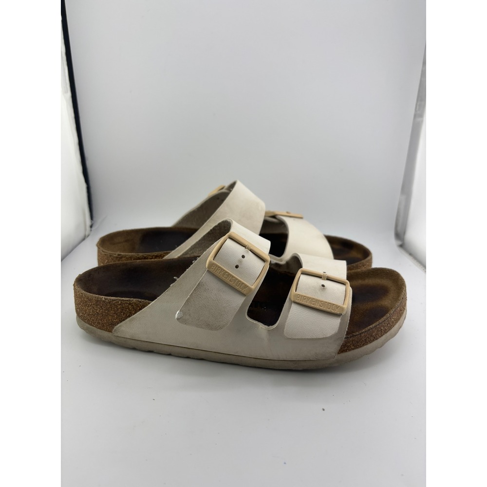 Birkenstock Arizona Cream Off White Two Strap Buckle Slide Sandals Womens 38 - Picture 4 of 8
